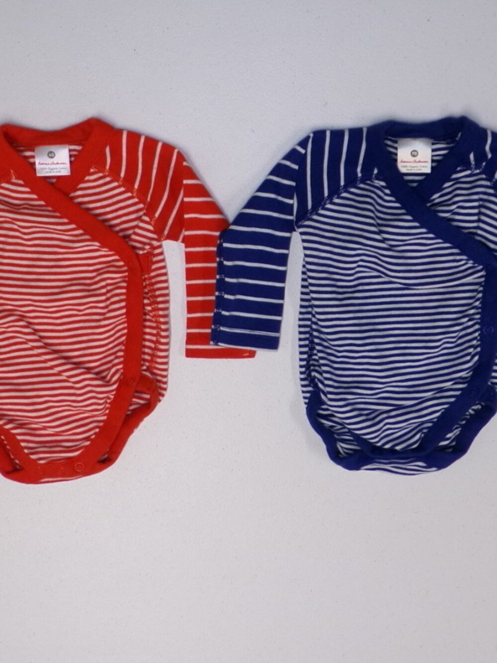 Lot of 2 Hanna Andersson Baby Layette Bodysuit Snap Organic Cotton 60-70cm